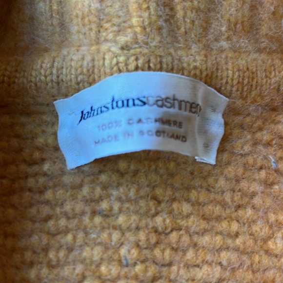 Johnstons of Elgin Cardigan Orange Cashmere Textured Collared Sweater Size Small - Picture 2 of 12